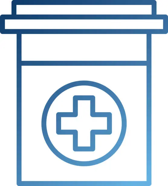 Vector illustration of plastic container medicine cross pharmaceutical treatment