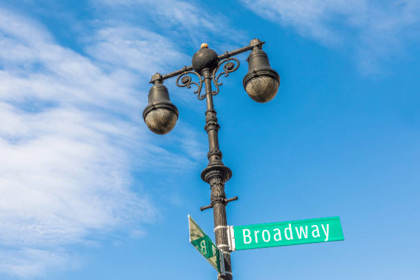 istock street sign Broadway at vintage lantern post 861979104