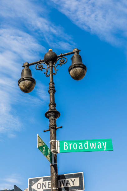 istock street sign Broadway at vintage lantern post 861979232