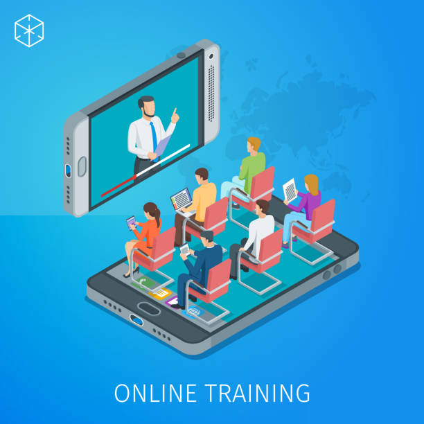 테마 온라인 교육에 배너 - business meeting training sports training stock illustrations