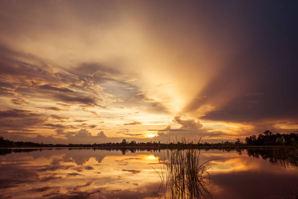 istock Sunset on the lake landscape 861983982