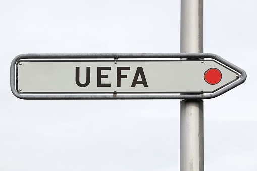 UEFA road sign in Nyon, Switzerland
