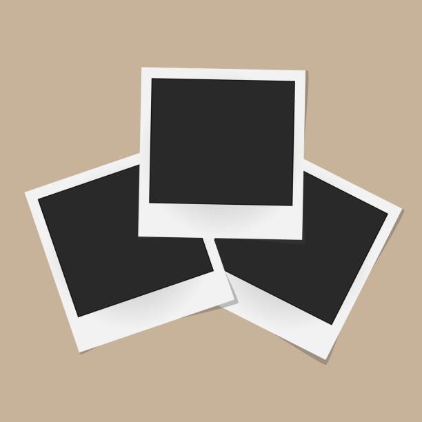 istock Collage of realistic vector photo frames isolated on beige background. Template retro photo design. Vector illustration 861987868