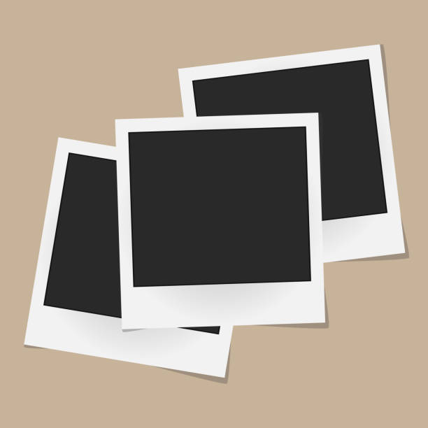 istock Collage of realistic vector photo frames isolated on beige background. Template retro photo design. Vector illustration 861988140