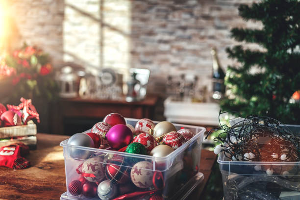 istock Decorating Christmas Tree with Ornaments and Christmas Lights 861995416