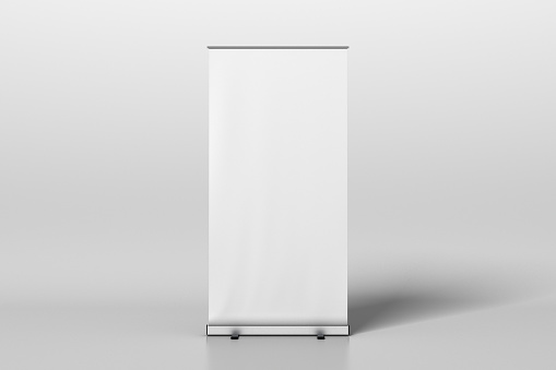 Blank white roll up banner stand