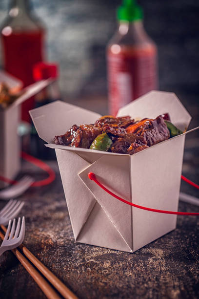 istock Asian Chopsuey with Beef and Rice as Take Out Food 861997838