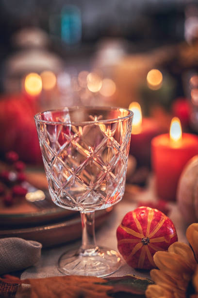 istock Decorated Table for Thanksgiving Dinner with Candles, Pumpkins, Leafs and Nuts 861997868
