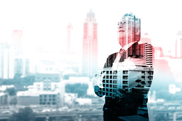 istock Double Exposure of Senior Executive Businessman with Modern Building 861998010