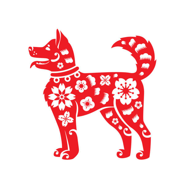 ilustraciones, imágenes clip art, dibujos animados e iconos de stock de símbolo del año nuevo chino, año 2018 de perro - 2018