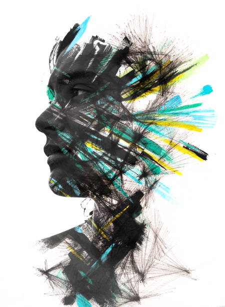 istock Paintography, portrait combined with painted brush strokes and drawn pattern gives a striking effect of colors and texture 861999706