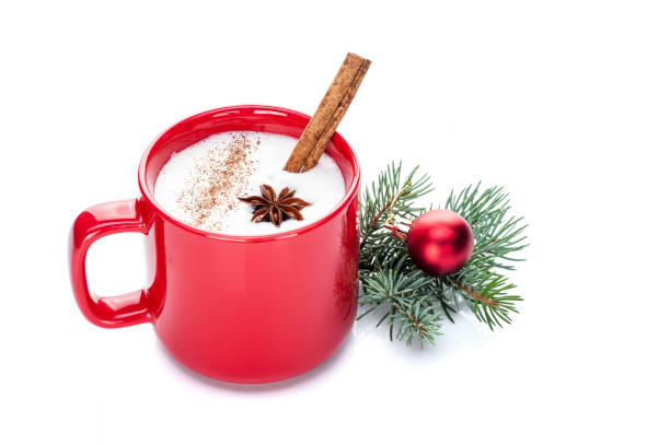 istock eggnog cocktail in red mug arranged with christmas decoration isolated on white 862003138