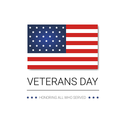 Veterans Day Celebration National American Holiday Banner With Usa Flag Vector Illustration
