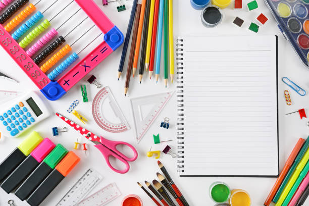 istock Set of school supplies on white background. 862009994