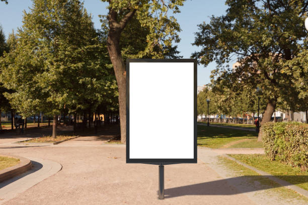 istock Blank street billboard poster in urban park 862010052