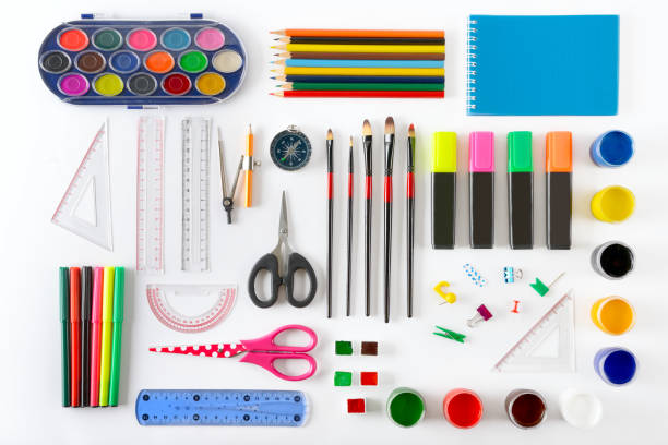 istock Set of school supplies on white background. 862010408