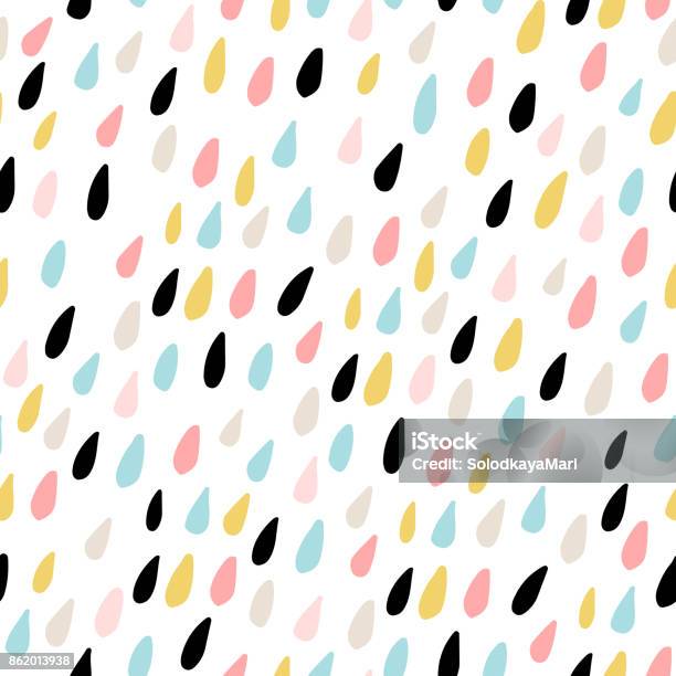 Cute Seamless Pattern With Colorful Water Drops Childish Texture For Fabric Textilevector Illustration Stock Illustration - Download Image Now