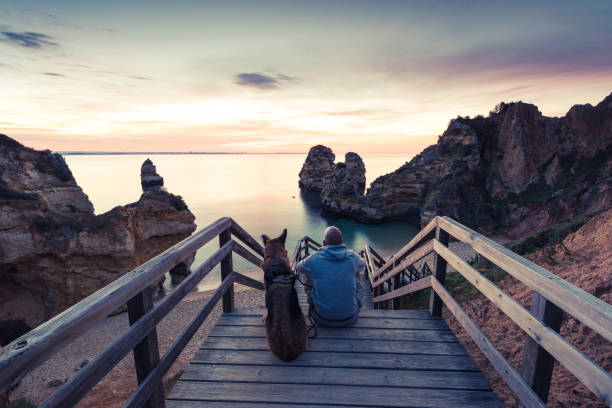 beste freunde-fernweh sonnenaufgang am strand zu beobachten - beach ideas stock-fotos und bilder