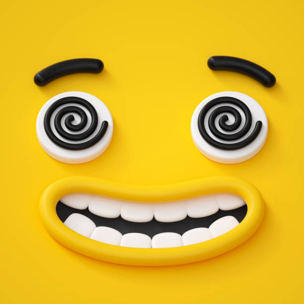 istock 3d render, abstract emotional crazy face icon, hypnotic eyes, hypnotized character illustration, cute cartoon monster, emoji, emoticon, toy 862035006