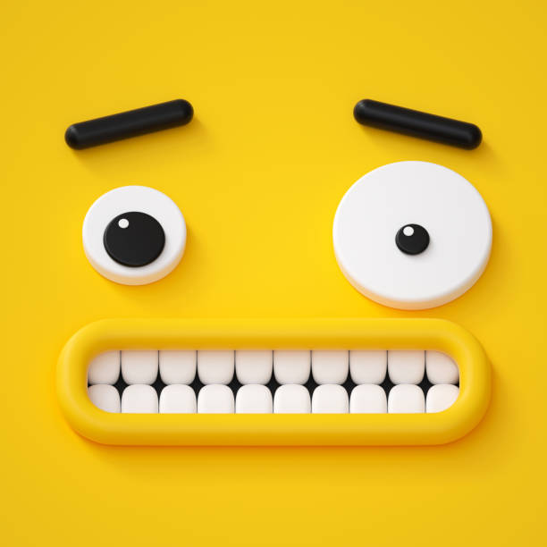 3d render, abstract emotional face icon, confused character illustration, sick, cute cartoon monster, emoji, emoticon, toy