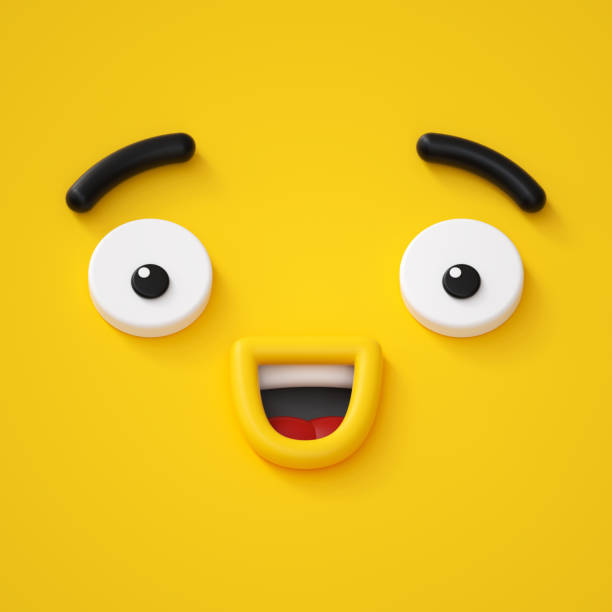 render 3d, abstrakcyjna emocjonalna ikona szczęśliwej twarzy, zastanawiająca się ilustracja postaci, uroczy potwór z kreskówek, emoji, emotikon, zabawka - crazy eyes zdjęcia i obrazy z banku zdjęć