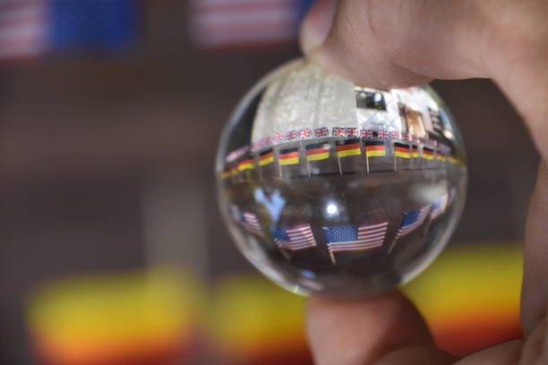 istock International flags and crystal ball 862045112