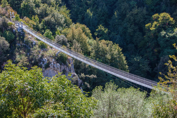 istock View on rope Tibetan steel bridge in mountain 862045352