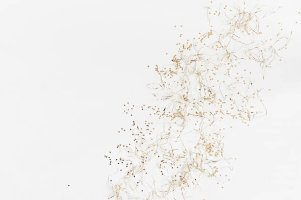 istock Pattern made of christmas golden decorations. Top view, flat lay 862047574