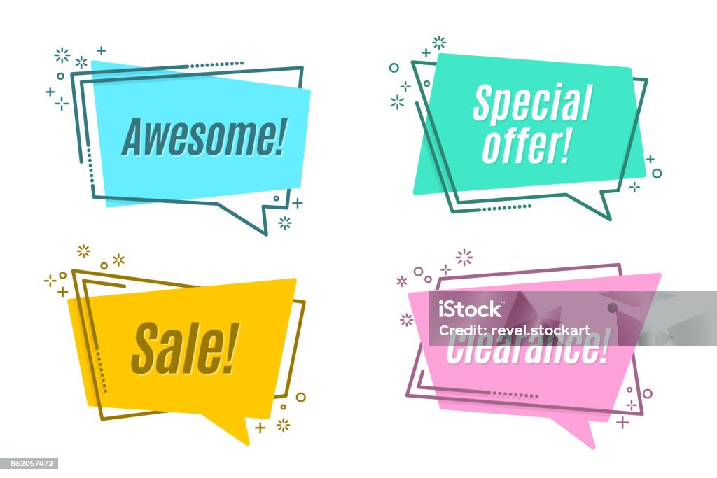 Promtion Sticker Flat Linear Promotion Sticker Scroll Price Tag Sticker Badge Stock ...