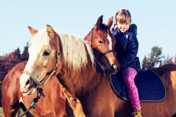 istock Little girl riding bareback on pasture 862062286