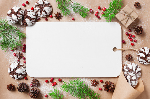 Holiday background with empty board with decoration
