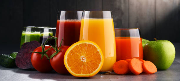 istock Glasses with fresh organic vegetable and fruit juices 862069070