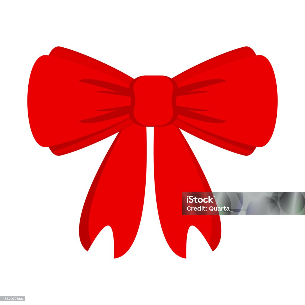 Flat red bows. Scarlet bow ribbons silhouettes, cartoon holi