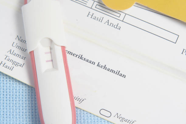 istock Pregnancy Test Pack and Lab Check Report At Blue Background 862073932