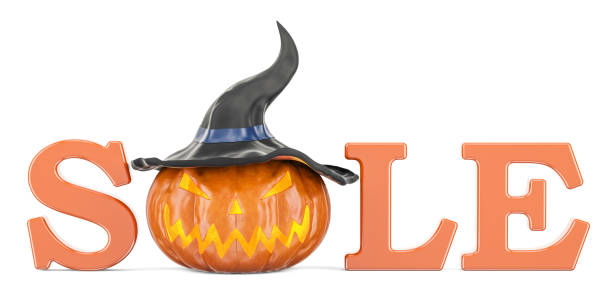 Halloween sale and discount concept, 3D rendering isolated on white background