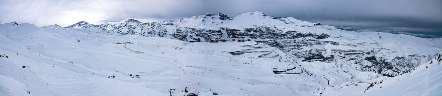 Andes Mountains Valle Nevado El Colorado Ski Resorts Panoramic Landscape - Winter in Chile