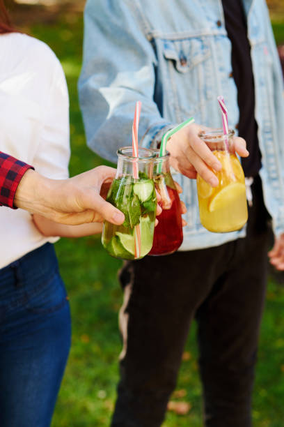 istock Healthy nutrition. Friends drinking detox tea 862082576