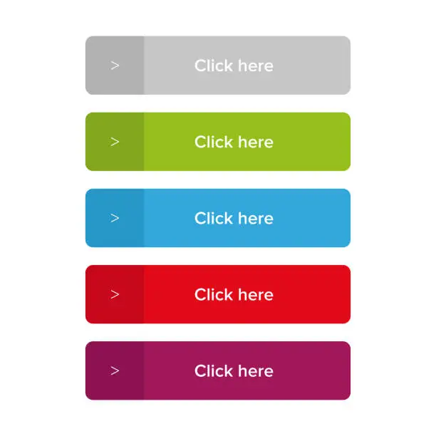 Vector illustration of Click here button set