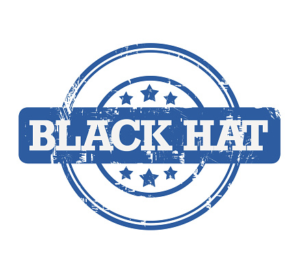 Black Hat SEO stamp with stars isolated on a white background.