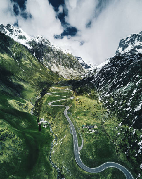 julier pass road in switzerland