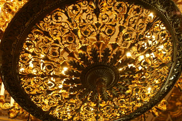 istock Luxurious vintage chandelier bottom view 862110456