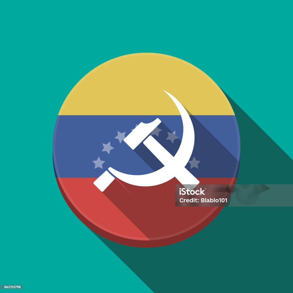 Long Shadow Venezuela Button With The Communist Symbol Stock