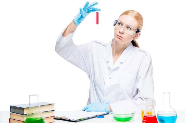 istock A laboratory assistant with a red liquid in a test tube makes experiments 862111260