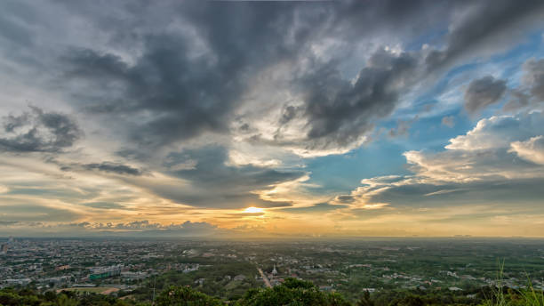 istock Beautiful golden sky panorama view in the evening 862111396