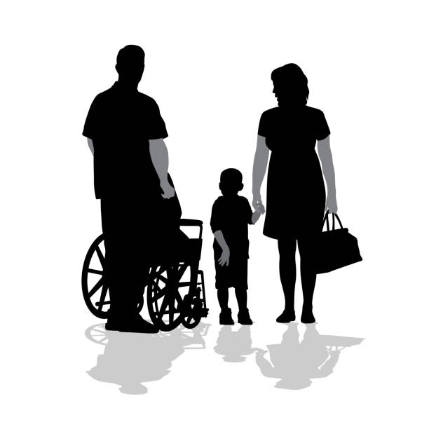 illustrazioni stock, clip art, cartoni animati e icone di tendenza di perdita di un familiare - wheelchair women outline holding hands