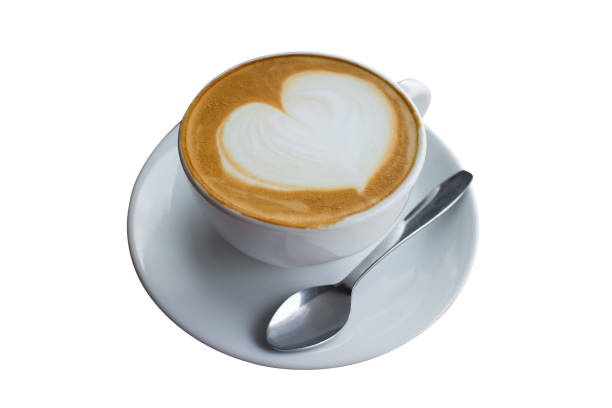 istock hot coffee with foam milk art isolated on white 862112412
