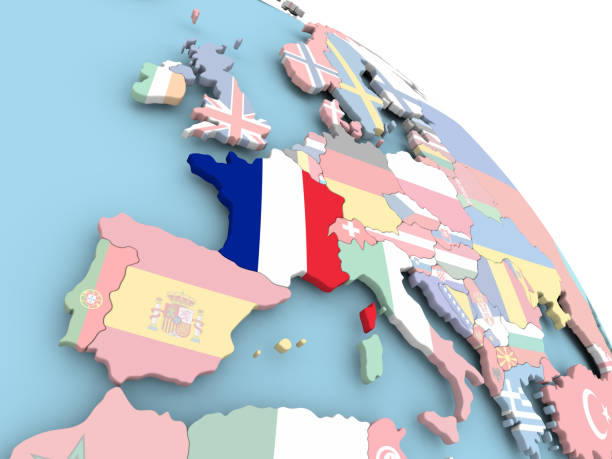 istock Flag of France on globe 862112556