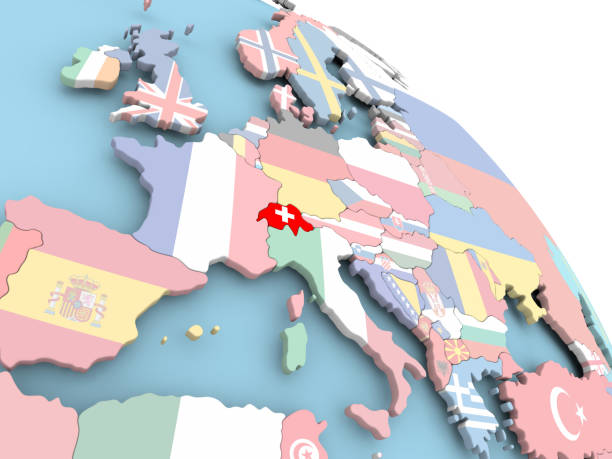 istock Flag of Switzerland on globe 862112612