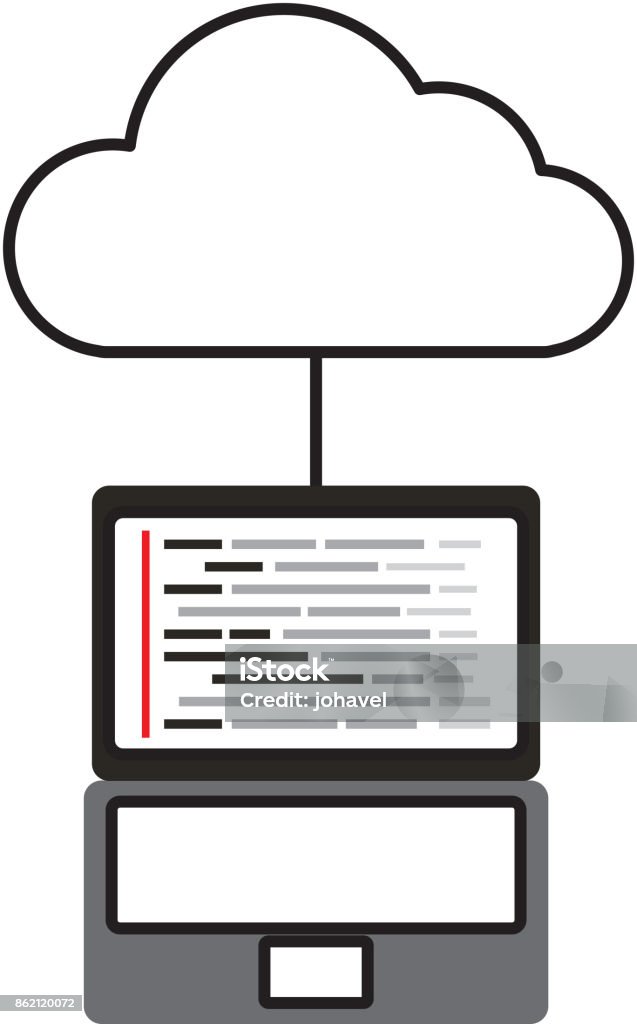 Cloud Computing Laptop Programming Code Storage Stock Illustration ...