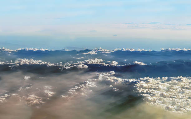 istock Beautiful clouds and mountains landscape view from airplane 862124124